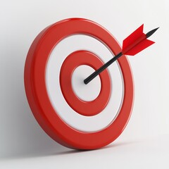 Poster - Target Achieved: Red and White Bullseye with Arrow Hitting the Center for Precision and Success 