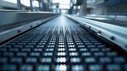 Poster - Smart conveyor belts optimizing assembly line efficiency.