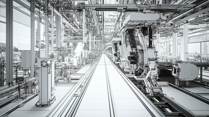 Poster - Smart conveyor belts optimizing assembly line efficiency.