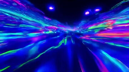 Poster - Moving Through Abstract Neon Light Tunnel Seamless Loop Background
