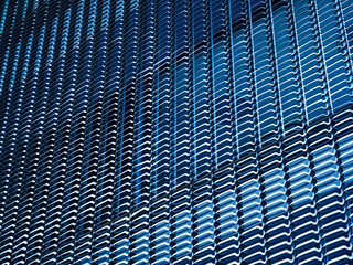 Aufkleber - Steel pattern metal texture Architecture details Modern building facade Blue color