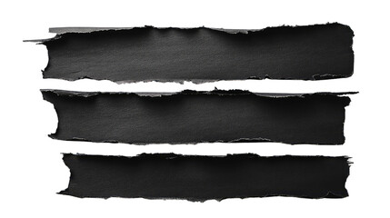 Poster - Elegant Torn Paper Strips with a Dark Matte Finish Suitable for Creative Backgrounds, Design Projects, and Artistic Presentations in Various Contexts
