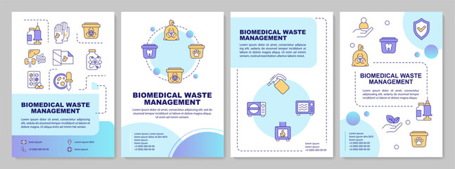 Wall Mural - biomedical waste management blue gradient brochure layout. incineration, autoclaving. leaflet advert