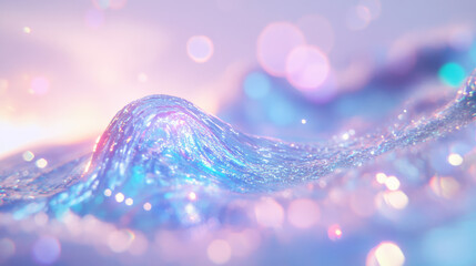 Wall Mural - shimmering wave with holographic colors and soft bokeh