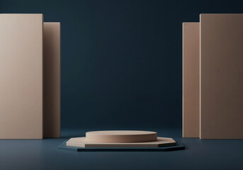 Poster - minimalistic podium mockup. Generative AI