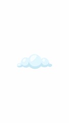 Poster - Floating cute light blue cloud on white background 2D cartoon object vertical animation. Peaceful weather cloudscape cumulus. Baby theme, sky element animated flat colorful item 4K video isolated