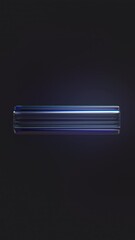 Poster - 3d glass rotating transparent tube with dispersion effect. Trendy iridescent colors, black background. Vertical 4k seamless looped mobile animation.