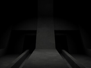 Wall Mural - 3d dark concrete wall. black geometric cement background