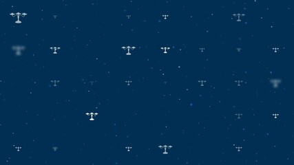 Poster - Template animation of evenly spaced candlestick symbols of different sizes and opacity. Animation of transparency and size. Seamless looped 4k animation on dark blue background with stars