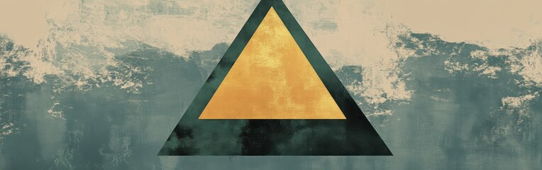 Poster - Bold pencil drawing featuring negative space design highlighting a golden triangle against textured background