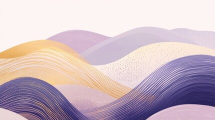 Poster - Minimalist pencil strokes create a serene landscape with lavender arcs and gentle curves in soft hues