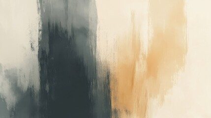 Poster - Minimalist artwork with incomplete strokes in muted amber and soft gray tones