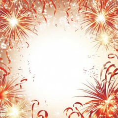 Poster - Festive new years celebration with fireworks and confetti, creating a lively atmosphere for ringing in the new year
