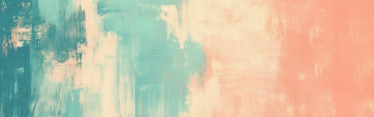 Poster - Muted teal and coral abstract artwork showcasing gentle pencil strokes and textured background