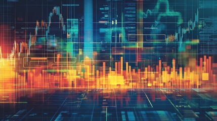 Leinwandbilder - Dynamic visualization of data analytics showcasing collaborative efforts in finance and technology