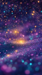 Poster - Vibrant bokeh design with royal purple hues and shimmering lights creating a magical atmosphere