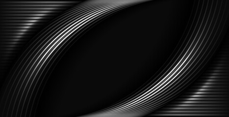 Modern abstract black paper realistic layered papercut decoration textured with 3d backdrop and material design pattern concept