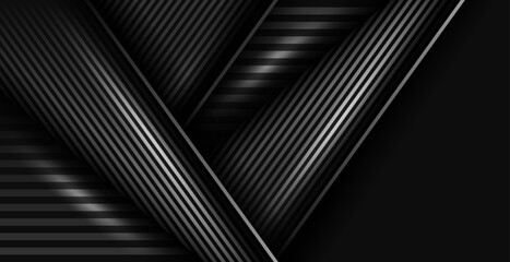 Poster - Modern abstract black paper realistic layered papercut decoration textured with 3d backdrop and material design pattern concept