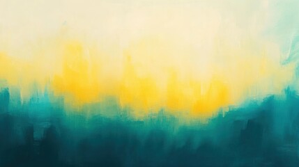 Fototapete - Vibrant teal gradient blending with soft yellow tones in a serene and calming digital artwork