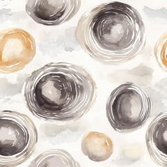 Poster - Watercolor doodle artwork featuring gentle circles in soft hues and textured design