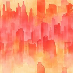 Leinwandbilder - Dynamic doodle cartoon drawing capturing a vibrant city skyline in watercolor with bold colors and soft edges