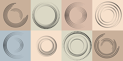 Poster - art composition with halftone dots .modern art design .neutral color stripes .transition dots. geome