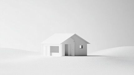 Poster - Minimalist white house on smooth landscape evokes simplicity
