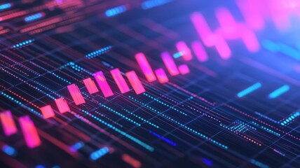 Poster - Analyzing stock market trends with data visualization techniques in digital finance abstract background close-up view