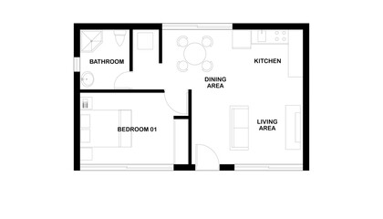 Naklejka na meble High-Quality Black and White 2D Floor Plans, Architectural Drawings, and Blueprints for Residential, Commercial, and Real Estate Projects