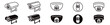 © yukipon00 - security surveillance cameras icon set vector illustration. Editable stroke icons collection. liner icons.
