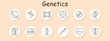 © Кирилл Макаров - Genetics set icon. Atom, code, mutation, targeting, research, document, folder, scalpel, heart, genome protection