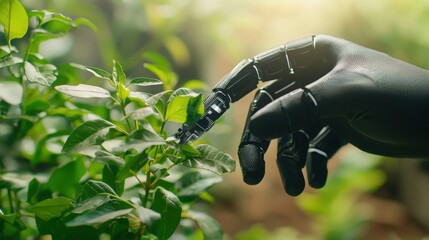 Poster - Person's hand gently holding a small plant symbolizing growth and sustainability in ai business optimization strategies