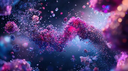 Poster - Captivating and Artistic Representation of Chromosomes Floating in a Cosmic Environment