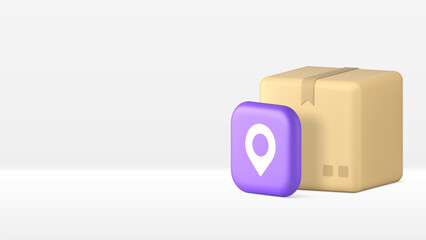 Poster - Cargo postal parcel delivery GPS location tracking banner copy space vector illustration. Order shipment online shopping goods transportation courier logistic distribution service shipping technology