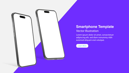 Poster - Realistic 3D Smartphone Mockup: Vector Template for UI, App Designs, and Banners | Perfect for Mobile Device Presentations.