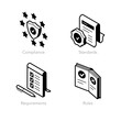 © tomasknopp - Simple set of isometric line icons for compliance. Contains such symbols as Compliance, Standards, Requirements and Rules.