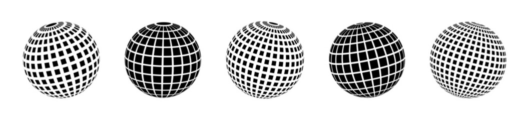 Poster - 3D sphere. Globe icon. Geometric Globes set
