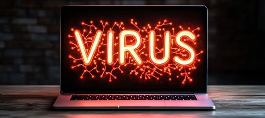 Poster - Malware Virus Warning Concept Through Illuminated Screen, Highlighting Digital Threats