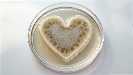 Poster - Heart-Shaped Mold Growth in Petri Dish for Science Experiment