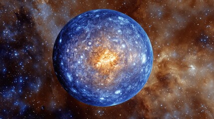 Wall Mural - mercury retrograde. discovering the celestial orbit of a burning star in space
