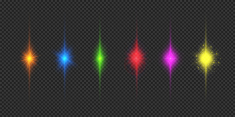 Poster - Set of multicolor light effects of lens flares
