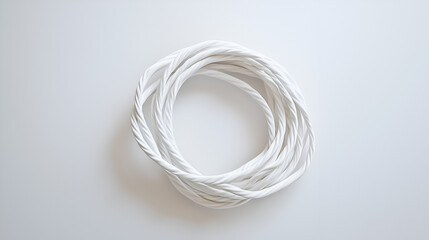 Wall Mural - Overhead shot of white twisted cables, creating a minimalist and clean aesthetic on a bright background.