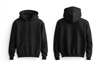 Poster - Black hooded sweatshirt displayed from front and back in studio setting with neutral background