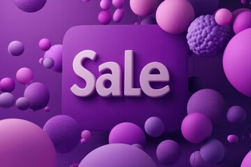 Poster - Colorful abstract design featuring a bold sale announcement with floating shapes against a purple background