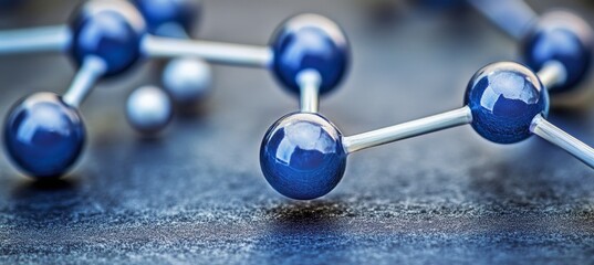 Poster - Luminous Blue Molecular Structure, Connected Nodes with Bright Pathways, Vibrant and Saturated Tones