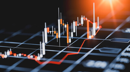 Poster - Financial Data Visualization: A dynamic display of stock market data and trading graphs, set against a backdrop that conveys a sense of market trends and investment analysis.