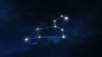 Wall Mural - leo constellation in the night sky. stars on a dark background. astrological image of the zodiac sig
