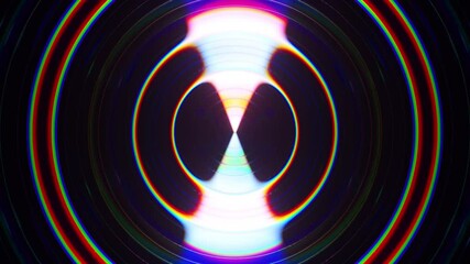 Poster - Colorful concentric circles expand and contract, creating a mesmerizing visual effect with chromatic aberration, perfect for video backgrounds, overlays, or visual effects