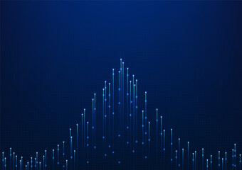 Fototapete - Data Technology The lines that rise simultaneously represent the use of technology to store, process, and analyze, including Big Data, AI, Machine Learning, Cloud Computing, and Data Analytics.