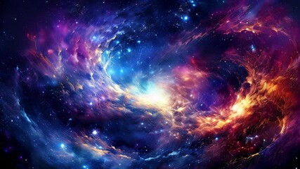 Poster - Cosmic dance of colors in the vastness of deep space during the silent night